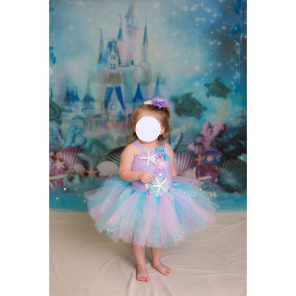 Under The Sea Castle Mermaid Birthday Backdrop for Photo Backdrop 270cmx180cm - Picture 2 of 3